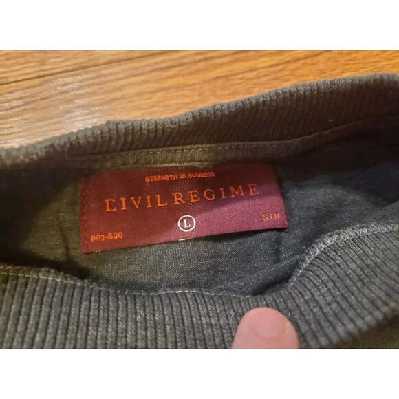 Civil Regime Shirt Mens Sze Large Distressed Hems Dark Gray Back Logo 1/500 Made - Picture 3 of 9